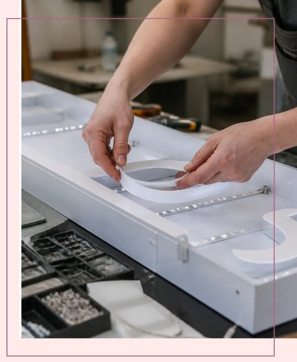 Изготовление светового короба с инкрустацией в Химках